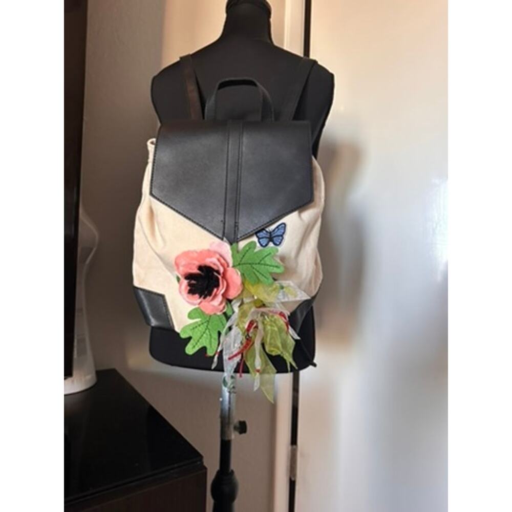 Custom Upcycled "Cottagecore/Whimsical" Backpack - Handmade Floral Accents